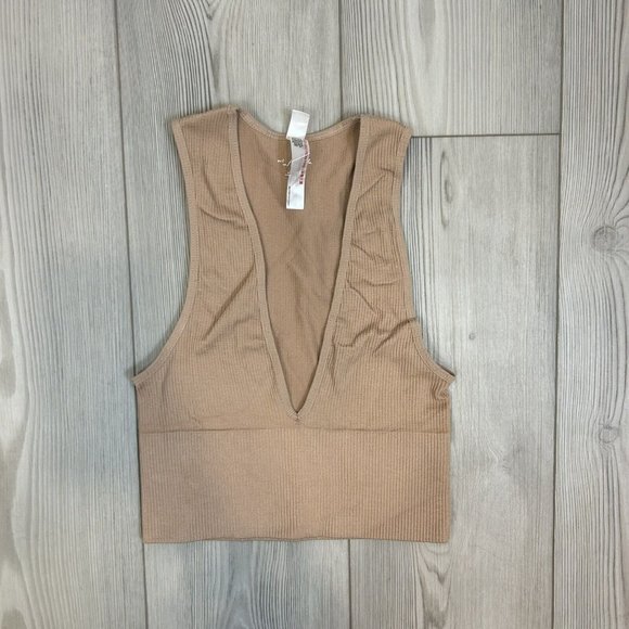 Urban Outfitters Tops - Urban Outfitters Out From Under Size Small Plunge V-Neck Cropped Tank Top Beige